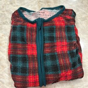 Little sleepies holiday tartan plaid zippy